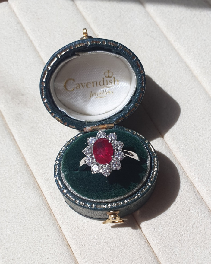 ruby diamond cluster ring cavendish jewellers