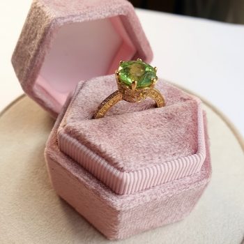 citrus green peridot gemstone ring august birthstone in ring box