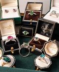 tourmaline rings vintage jewellery in boxes