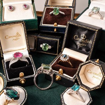 tourmaline rings vintage jewellery in boxes