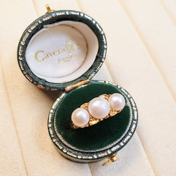 june birthstone jewellery vintage pearl ring in box