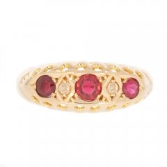 1911 Gold Ruby & Diamond Five-Stone Ring