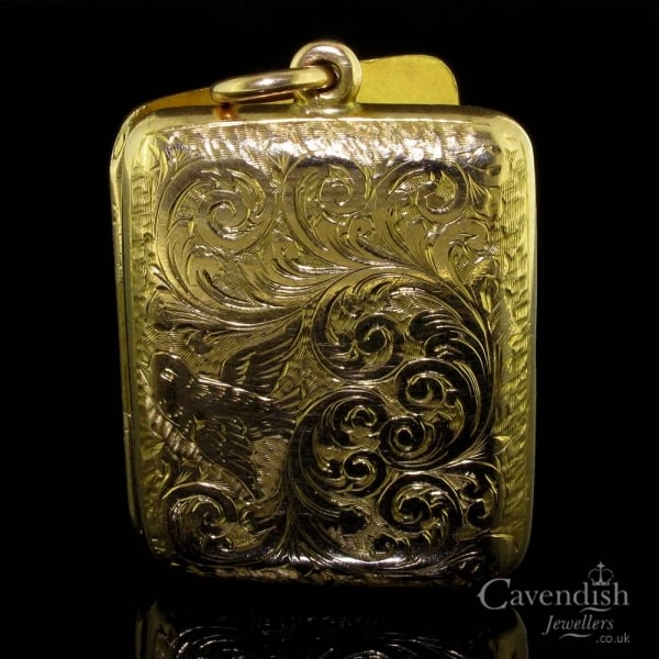 Rectangular Gold Locket 9ct Gold Rectangular Engraved Locket - Other from Cavendish Jewellers ...