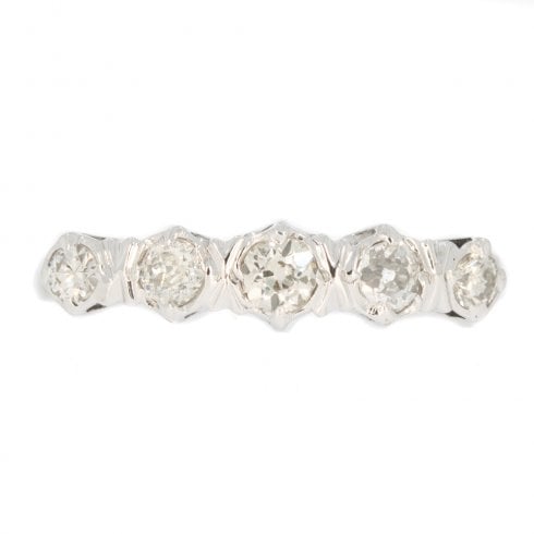 Antique Art Deco 18ct White Gold Diamond Five-Stone Ring