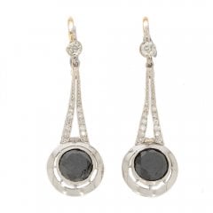 Antique Art Deco Black Diamond Drop Earrings