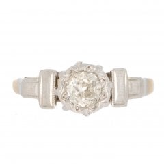 Antique Art Deco Diamond Gold Diamond Solitaire Ring