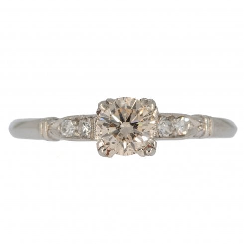 Antique Art Deco Diamond Platinum Solitaire Ring