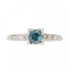 Antique Art Deco Gold Blue Diamond Ring