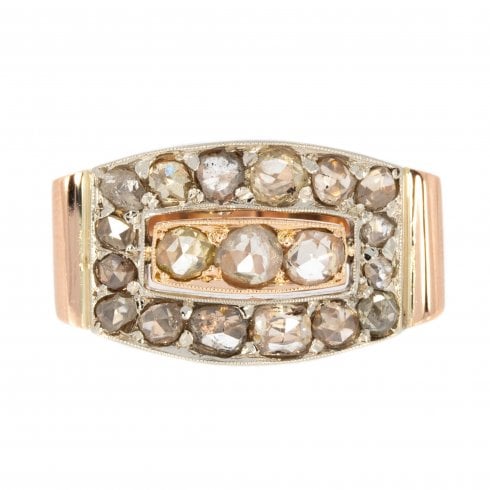 Antique Art Deco Gold Diamond Cluster Ring