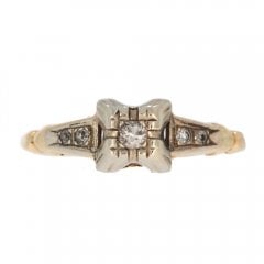 Antique Art Deco Gold Diamond Solitaire Ring