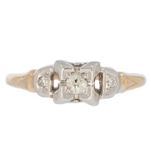 Antique Art Deco Gold Diamond Solitaire Ring