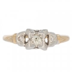 Antique Art Deco Gold Diamond Solitaire Ring