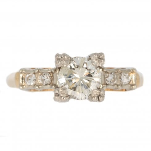 Antique Art Deco Gold Diamond Solitaire Ring
