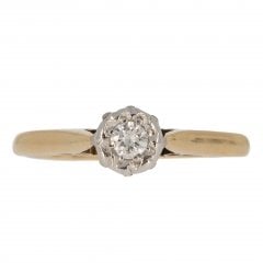 Antique Art Deco Gold Diamond Solitaire Ring