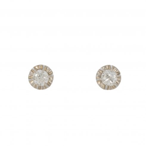 Antique Art Deco Gold Diamond Stud Earrings