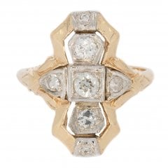 Antique Art Deco Gold Diamond Tablet Ring
