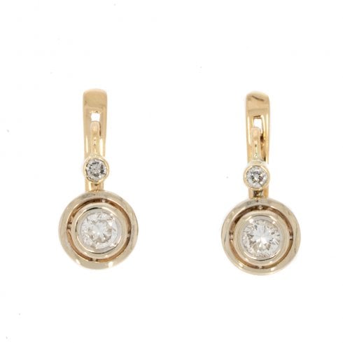 Antique Art Deco Gold & Platinum Diamond Drop Earrings