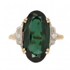 Antique Art Deco Gold Tourmaline & Diamond Dress Ring