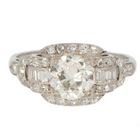 Antique Art Deco Platinum Diamond Cluster Ring
