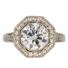 Antique Art Deco Platinum Diamond Halo Ring