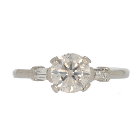 Bague Ancienne En Argent Massif 925 - Style Art Déco/solitaire - Taille 49 - Occasion