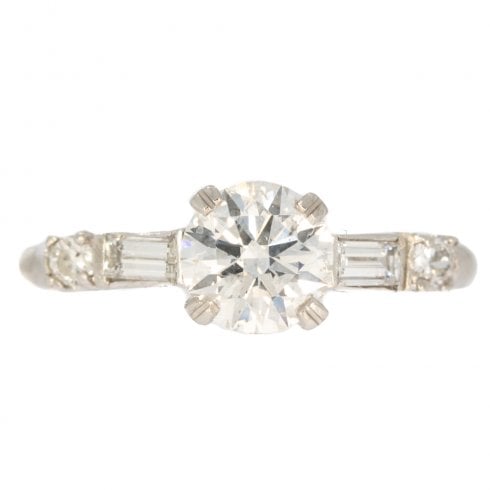 Antique Art Deco Platinum Diamond Solitaire Ring