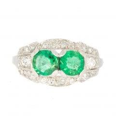 Antique Art Deco Platinum Emerald & Diamond Ring