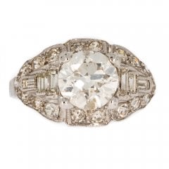 Antique Art Deco Platinum Mixed Cut Diamond Cluster Ring