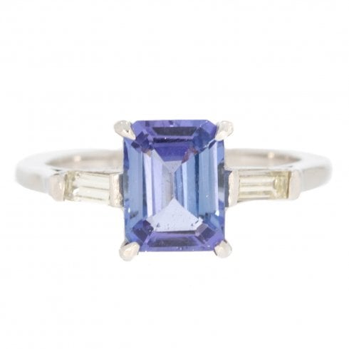 Antique Art Deco Platinum Tanzanite & Diamond Ring