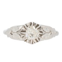 Antique Art Deco White Gold Diamond Solitaire Ring