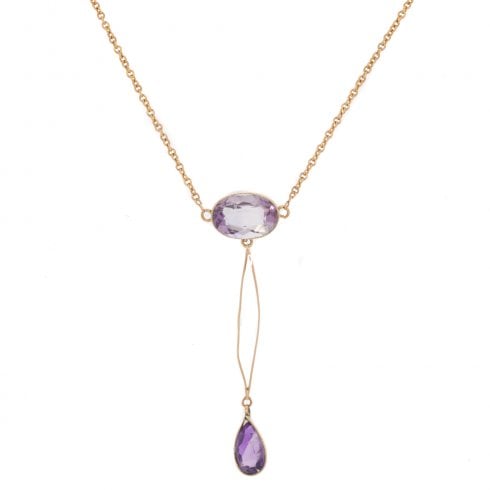 Antique Art Nouveau Gold Amethyst Pendant