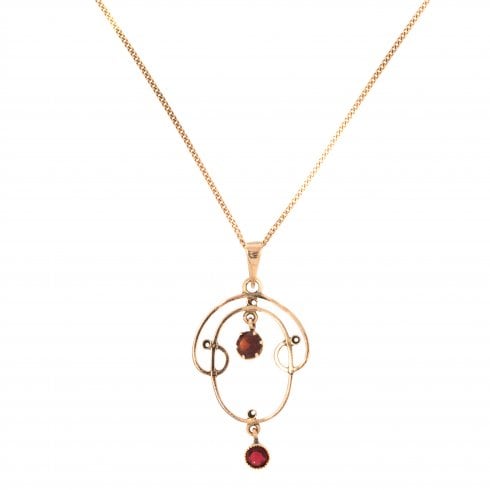 Antique Art Nouveau Rose Gold Garnet Pendant