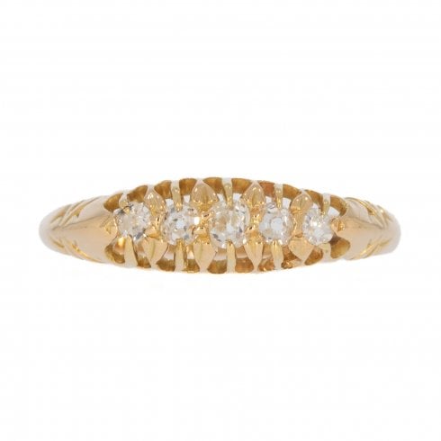Antique c1912 Gold Diamond Five Stone Ring