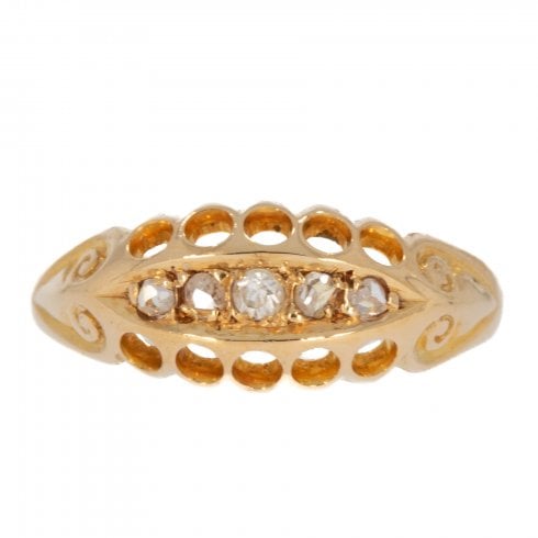 Antique c1916 Gold Diamond Five Stone Ring