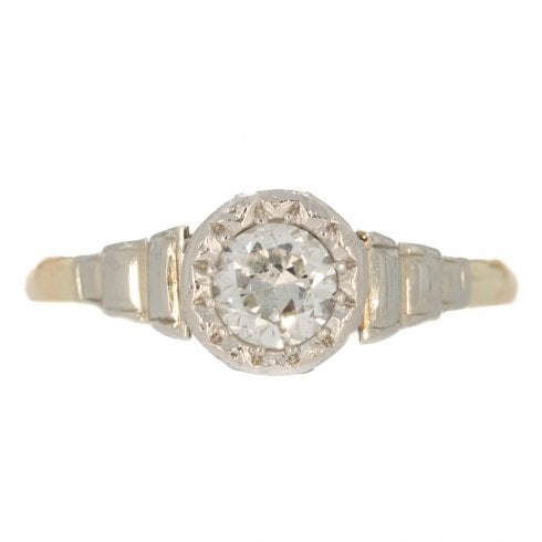 Antique Diamond Edwardian Gold Diamond Solitaire Ring