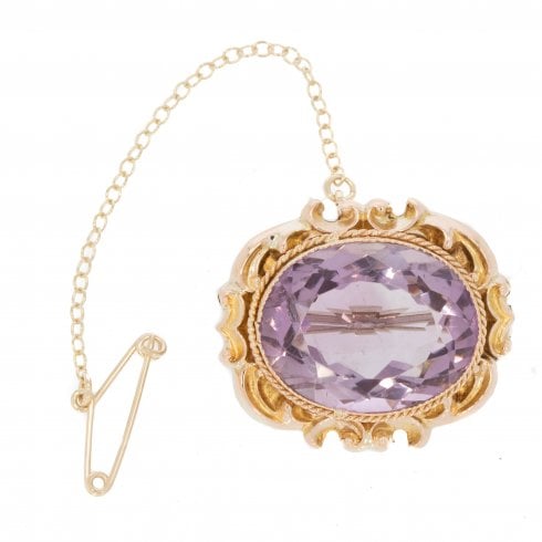 Antique Edwardian Gold Amethyst Brooch