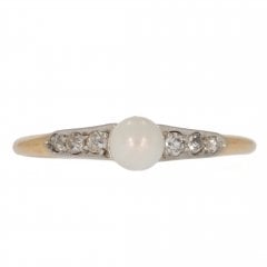 Antique Edwardian Gold Cult. Pearl & Diamond Ring