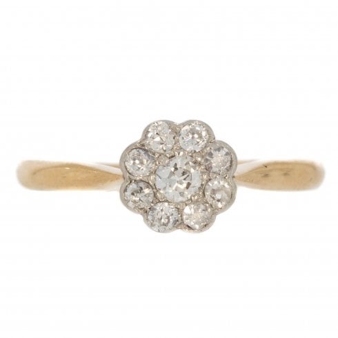 Antique Edwardian Gold Diamond Daisy Cluster Ring