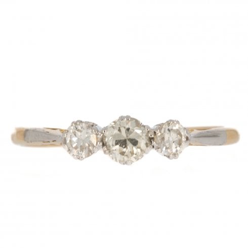 Antique Edwardian Gold Diamond Three Stone Ring