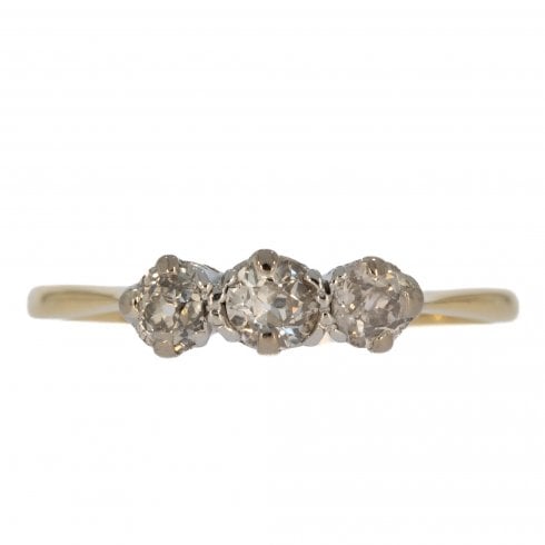 Antique Edwardian Gold Diamond Three Stone Ring