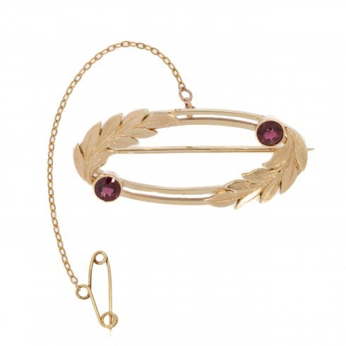 Antique Edwardian Gold Garnet Brooch