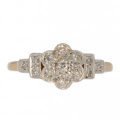 Antique Edwardian Gold & Platinum Diamond Cluster Ring