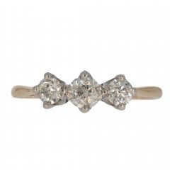 Antique Edwardian Gold & Platinum Diamond Three Stone Ring