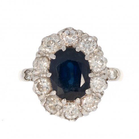 Antique Edwardian Gold Sapphire & Diamond Cluster Ring