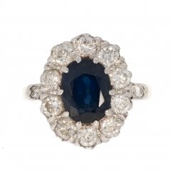 Antique Edwardian Gold Sapphire & Diamond Cluster Ring
