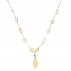 Antique Edwardian Gold Water Opal & Green Tourmaline Necklace