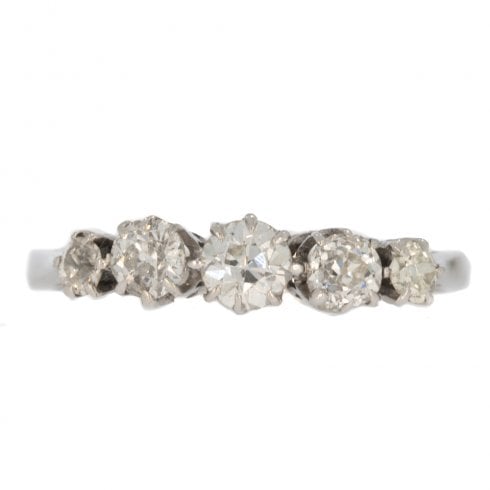 Antique Edwardian White Gold Diamond Five Stone Ring