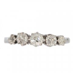 Antique Edwardian White Gold Diamond Five Stone Ring