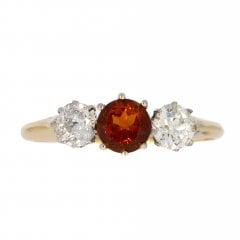 Antique Gold Citrine & Diamond Three Stone Ring