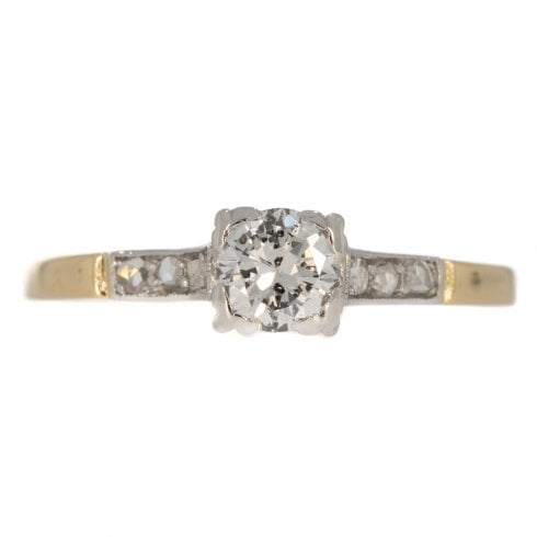 Antique Gold Diamond Solitaire Ring